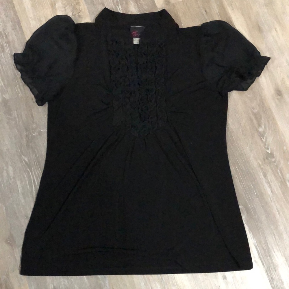 Torrid Black Top with a Ruffled Front